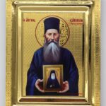 Άγιος Σάββας ο εν Καλύμνω σε σκαφτό ξύλο με όψη Στιλβωτού