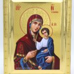 Παναγία Ελεούσα σε σκαφτό ξύλο με όψη Στιλβωτού