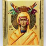 Παναγία Θεόνυμφη σε σκαφτό ξύλο με όψη Στιλβωτού