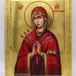 Παναγία η Επτάσπαθη σε σκαφτό ξύλο με όψη Στιλβωτού