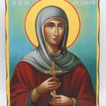 Αγία Ευδοκία σε ξύλο τεχνητής Παλαίωσης