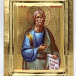 Άγιος Ανδρέας σε σκαφτό ξύλο με όψη Στιλβωτού