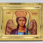Αρχάγγελος Μιχαήλ Μανταμάδου σε σκαφτό ξύλο με όψη Στιλβωτού