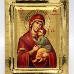 Παναγία η Οδηγήτρια σε σκαφτό ξύλο με όψη Στιλβωτού