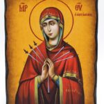 Παναγία η Επτάσπαθη σε ξύλο τεχνητής Παλαίωσης