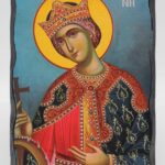 Αγία Αικατερίνη σε ξύλο τεχνητής Παλαίωσης