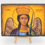 Αρχάγγελος Μιχαήλ Μανταμάδου σε ξύλο τεχνητής Παλαίωσης